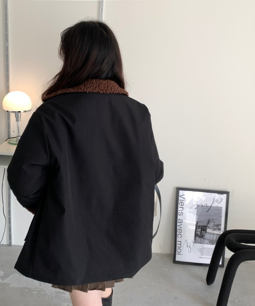 emi+（エミプラス）の「ボアドッキングブルゾン（ブルゾン・レディース・ブラック/キャメル/カーキ/アイボリー/チャコールグレー・FREE）」の7枚目の写真