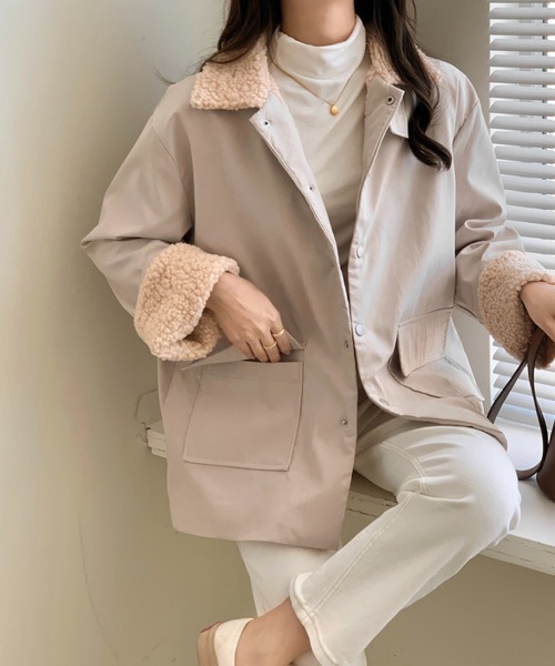 emi+（エミプラス）の「ボアドッキングブルゾン（ブルゾン・レディース・ブラック/キャメル/カーキ/アイボリー/チャコールグレー・FREE）」の13枚目の写真