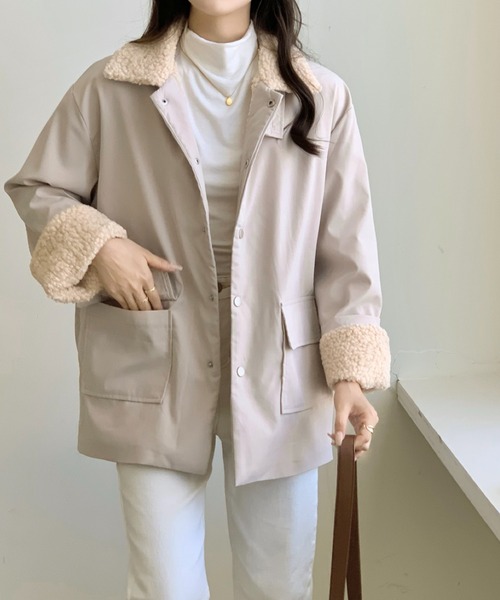 emi+（エミプラス）の「ボアドッキングブルゾン（ブルゾン・レディース・ブラック/キャメル/カーキ/アイボリー/チャコールグレー・FREE）」の12枚目の写真