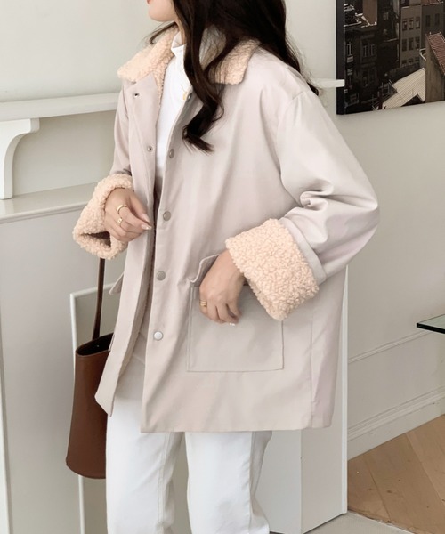 emi+（エミプラス）の「ボアドッキングブルゾン（ブルゾン・レディース・ブラック/キャメル/カーキ/アイボリー/チャコールグレー・FREE）」の11枚目の写真