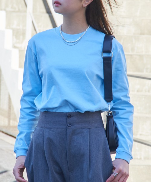 Printstar(プリントスター)の「しっかり厚手×ラフな抜け感【Printstar】7.4オンス スーパーヘビーウェイト ロングスリーブTシャツ ロンT 長袖Tシャツ 無地 オーバーサイズ 00149(Tシャツ/カットソー・レディース・ホワイト/ライトブルー/ブラック/ネイビー/杢グレー/ロイヤルブルー/ライトピンク/レッド/ブルー/グレー・S/M/L/XL/2XL)」の7枚目の写真