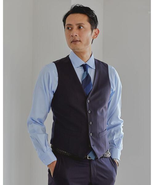 WORK TRIP OUTFITS GREEN LABEL RELAXING（ワークトリップアウトフィッツグリーンレーベル リラクシング）の「WTO TWPU サージ無地 5B スーツベスト -ウォッシャブル- ＊＊（スーツベスト・メンズ・ネイビー/ダークグレー/ブラック・S/44/XXS/40/L/48/XS/42/XL/50/M/46）」の12枚目の写真