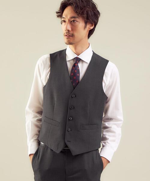 WORK TRIP OUTFITS GREEN LABEL RELAXING（ワークトリップアウトフィッツグリーンレーベル リラクシング）の「WTO TWPU サージ無地 5B スーツベスト -ウォッシャブル- ＊＊（スーツベスト・メンズ・ネイビー/ダークグレー/ブラック・S/44/XXS/40/L/48/XS/42/XL/50/M/46）」の15枚目の写真