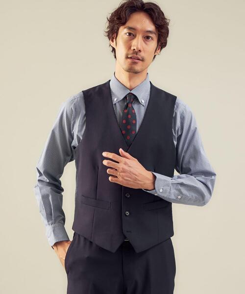 WORK TRIP OUTFITS GREEN LABEL RELAXING（ワークトリップアウトフィッツグリーンレーベル リラクシング）の「WTO TWPU サージ無地 5B スーツベスト -ウォッシャブル- ＊＊（スーツベスト・メンズ・ネイビー/ダークグレー/ブラック・S/44/XXS/40/L/48/XS/42/XL/50/M/46）」の9枚目の写真