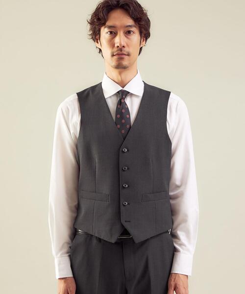WORK TRIP OUTFITS GREEN LABEL RELAXING（ワークトリップアウトフィッツグリーンレーベル リラクシング）の「WTO TWPU サージ無地 5B スーツベスト -ウォッシャブル- ＊＊（スーツベスト・メンズ・ネイビー/ダークグレー/ブラック・S/44/XXS/40/L/48/XS/42/XL/50/M/46）」の7枚目の写真