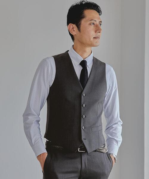WORK TRIP OUTFITS GREEN LABEL RELAXING（ワークトリップアウトフィッツグリーンレーベル リラクシング）の「WTO TWPU サージ無地 5B スーツベスト -ウォッシャブル- ＊＊（スーツベスト・メンズ・ネイビー/ダークグレー/ブラック・S/44/XXS/40/L/48/XS/42/XL/50/M/46）」の3枚目の写真