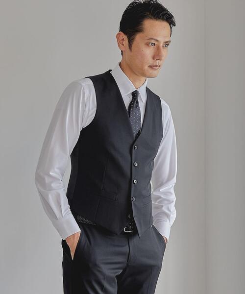 WORK TRIP OUTFITS GREEN LABEL RELAXING（ワークトリップアウトフィッツグリーンレーベル リラクシング）の「WTO TWPU サージ無地 5B スーツベスト -ウォッシャブル- ＊＊（スーツベスト・メンズ・ネイビー/ダークグレー/ブラック・S/44/XXS/40/L/48/XS/42/XL/50/M/46）」の2枚目の写真