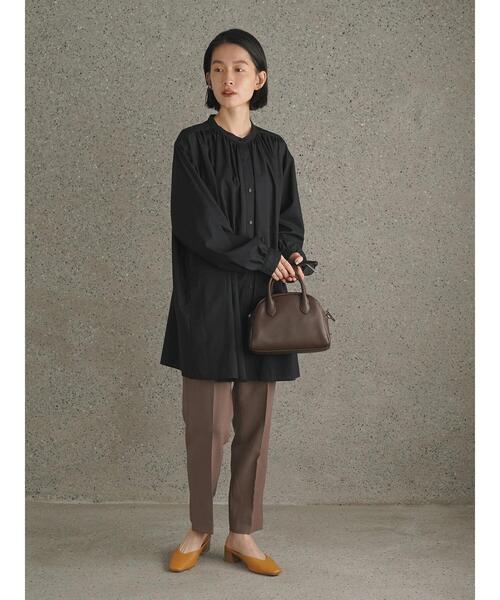 AMERICAN HOLIC（アメリカンホリック）の「スタンドカラーギャザーとろみシャツ（シャツ/ブラウス・レディース・ブラック/グレー/サックスブルー・M/L）」の8枚目の写真