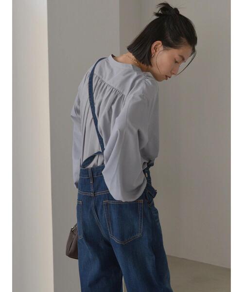 AMERICAN HOLIC（アメリカンホリック）の「スタンドカラーギャザーとろみシャツ（シャツ/ブラウス・レディース・ブラック/グレー/サックスブルー・M/L）」の13枚目の写真