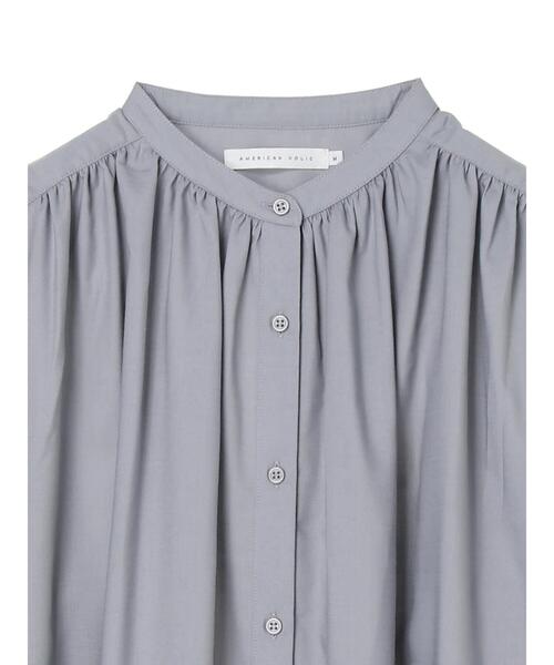 AMERICAN HOLIC（アメリカンホリック）の「スタンドカラーギャザーとろみシャツ（シャツ/ブラウス・レディース・ブラック/グレー/サックスブルー・M/L）」の18枚目の写真
