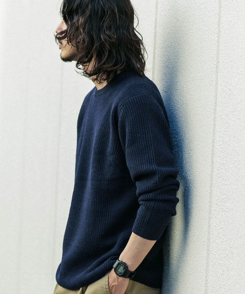 URBAN RESEARCH Sonny Label（アーバンリサーチサニーレーベル）の「ウォッシャブルウール混クルーネックニット（ニット/セーター・メンズ・オフホワイト/パープル/ベージュ/カーキ/グレー/ブラック/ネイビー・LARGE/MEDIUM）」の6枚目の写真