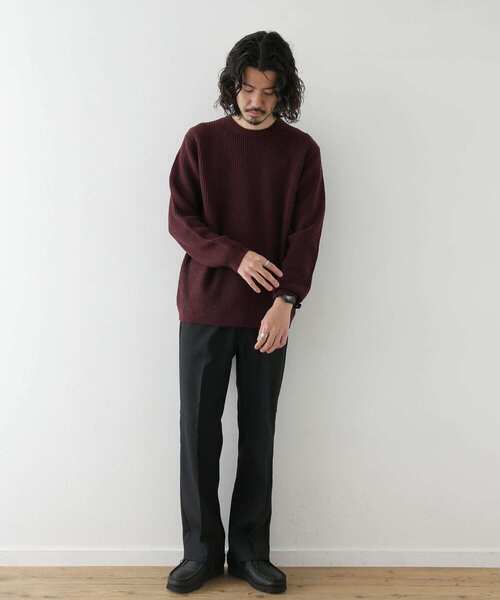 URBAN RESEARCH Sonny Label（アーバンリサーチサニーレーベル）の「ウォッシャブルウール混クルーネックニット（ニット/セーター・メンズ・オフホワイト/パープル/ベージュ/カーキ/グレー/ブラック/ネイビー・LARGE/MEDIUM）」の10枚目の写真