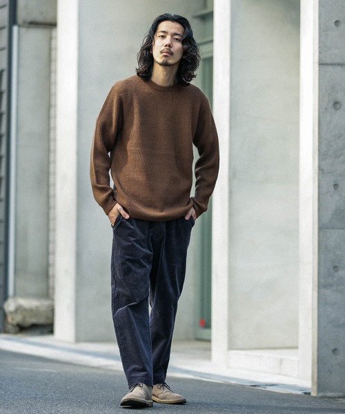 URBAN RESEARCH Sonny Label（アーバンリサーチサニーレーベル）の「ウォッシャブルウール混クルーネックニット（ニット/セーター・メンズ・オフホワイト/パープル/ベージュ/カーキ/グレー/ブラック/ネイビー・LARGE/MEDIUM）」の21枚目の写真