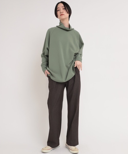 Audition(オーディション)の「M1770 ORGANIC/RENUハイネックプルオーバー(Tシャツ/カットソー・レディース・ライトグリーン/ライトブラウン/ブラック・MEDIUM)」の16枚目の写真