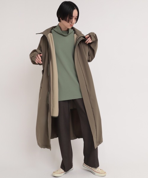 Audition(オーディション)の「M1770 ORGANIC/RENUハイネックプルオーバー(Tシャツ/カットソー・レディース・ライトグリーン/ライトブラウン/ブラック・MEDIUM)」の17枚目の写真