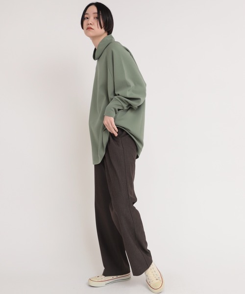 Audition(オーディション)の「M1770 ORGANIC/RENUハイネックプルオーバー(Tシャツ/カットソー・レディース・ライトグリーン/ライトブラウン/ブラック・MEDIUM)」の18枚目の写真