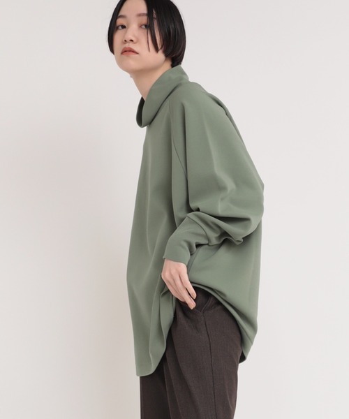 Audition(オーディション)の「M1770 ORGANIC/RENUハイネックプルオーバー(Tシャツ/カットソー・レディース・ライトグリーン/ライトブラウン/ブラック・MEDIUM)」の14枚目の写真