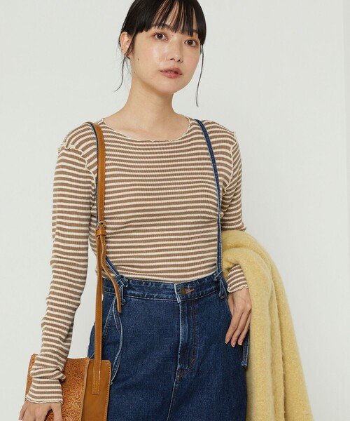 FREAK'S STORE（フリークスストア）の「ウォッシャブルメローリブボートネックニット（ニット/セーター・レディース・ホワイト/グレー/ナチュラル/オフホワイト/チャコールグレー/ブラック/ネイビー/ベージュ/レンガ/サックスブルー・ﾌﾘ-）」の6枚目の写真