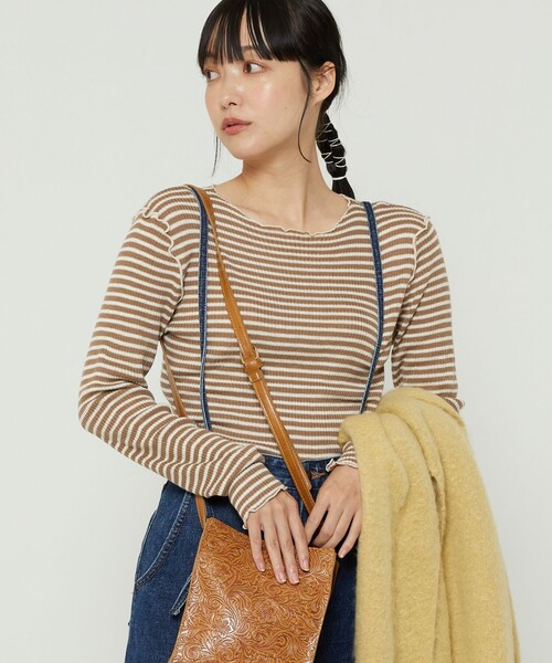FREAK'S STORE（フリークスストア）の「ウォッシャブルメローリブボートネックニット（ニット/セーター・レディース・ホワイト/グレー/ナチュラル/オフホワイト/チャコールグレー/ブラック/ネイビー/ベージュ/レンガ/サックスブルー・ﾌﾘ-）」の14枚目の写真