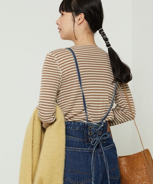 FREAK'S STORE（フリークスストア）の「ウォッシャブルメローリブボートネックニット（ニット/セーター・レディース・ホワイト/グレー/ナチュラル/オフホワイト/チャコールグレー/ブラック/ネイビー/ベージュ/レンガ/サックスブルー・ﾌﾘ-）」の11枚目の写真