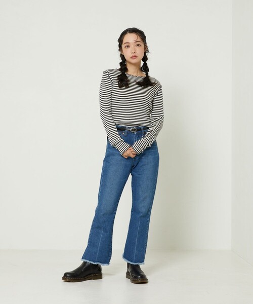 FREAK'S STORE（フリークスストア）の「ウォッシャブルメローリブボートネックニット（ニット/セーター・レディース・ホワイト/グレー/ナチュラル/オフホワイト/チャコールグレー/ブラック/ネイビー/ベージュ/レンガ/サックスブルー・ﾌﾘ-）」の22枚目の写真