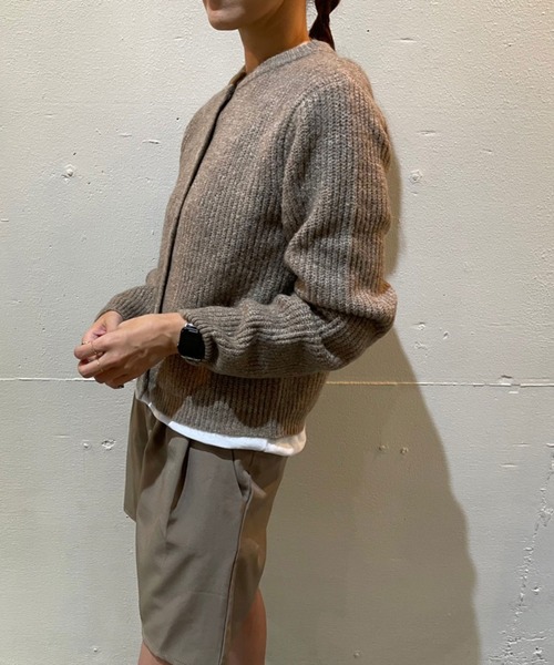 rectangle by ryon（レクタングルバイリョン）の「【rectangle by ryon】起毛カラーニットカーディガン（カーディガン/ボレロ・レディース・レッド/モカ・FREE）」の3枚目の写真