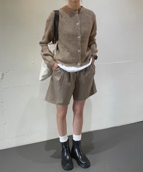 rectangle by ryon（レクタングルバイリョン）の「【rectangle by ryon】起毛カラーニットカーディガン（カーディガン/ボレロ・レディース・レッド/モカ・FREE）」の4枚目の写真