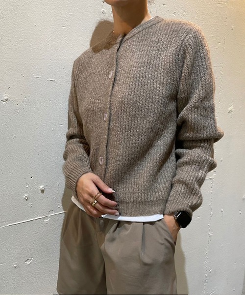 rectangle by ryon（レクタングルバイリョン）の「【rectangle by ryon】起毛カラーニットカーディガン（カーディガン/ボレロ・レディース・レッド/モカ・FREE）」の7枚目の写真