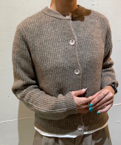 rectangle by ryon（レクタングルバイリョン）の「【rectangle by ryon】起毛カラーニットカーディガン（カーディガン/ボレロ・レディース・レッド/モカ・FREE）」の8枚目の写真