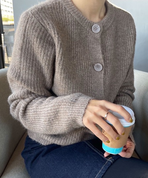 rectangle by ryon（レクタングルバイリョン）の「【rectangle by ryon】起毛カラーニットカーディガン（カーディガン/ボレロ・レディース・レッド/モカ・FREE）」の10枚目の写真