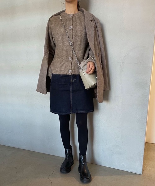 rectangle by ryon（レクタングルバイリョン）の「【rectangle by ryon】起毛カラーニットカーディガン（カーディガン/ボレロ・レディース・レッド/モカ・FREE）」の11枚目の写真