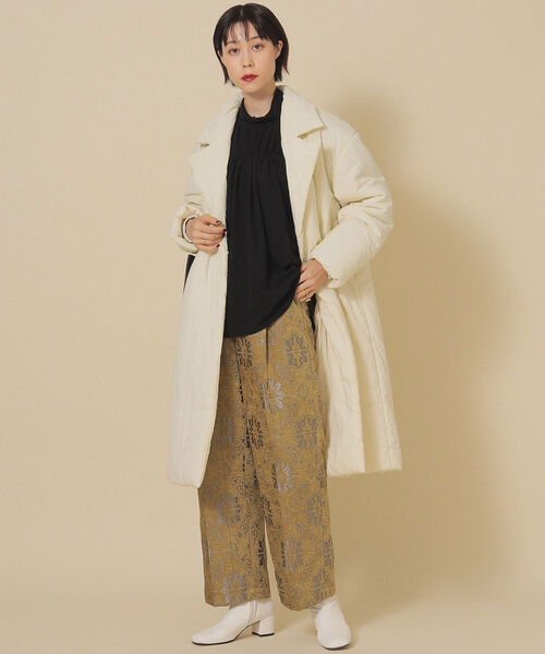 Ray BEAMS（レイビームス）の「Ray BEAMS / ジャカード 1タック パンツ（その他パンツ・レディース・ブラック/グリーン系その他3・1/0）」の4枚目の写真