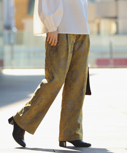 Ray BEAMS（レイビームス）の「Ray BEAMS / ジャカード 1タック パンツ（その他パンツ・レディース・ブラック/グリーン系その他3・1/0）」の7枚目の写真