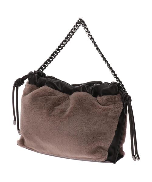 YECCA VECCA（イェッカヴェッカ）の「2wayチェーンMIXファーバッグ＊（ショルダーバッグ・レディース・モカ/チャコールグレー・FREE）」の7枚目の写真