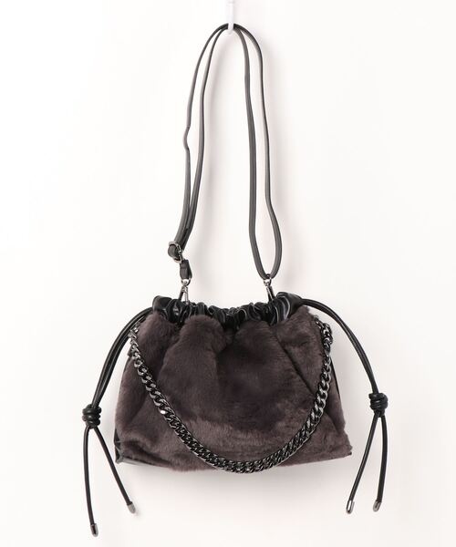 YECCA VECCA（イェッカヴェッカ）の「2wayチェーンMIXファーバッグ＊（ショルダーバッグ・レディース・モカ/チャコールグレー・FREE）」の3枚目の写真