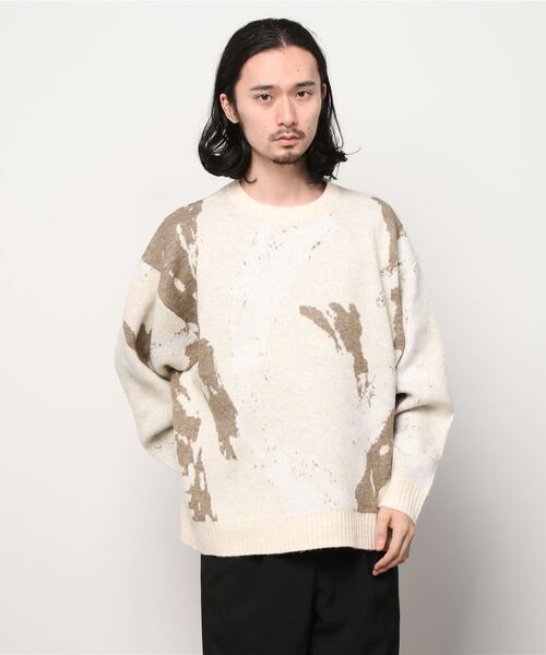 A4A（エーフォーエー）の「A4A (エーフォーエー) ペイントニット（ニット/セーター・メンズ・ブラック/ベージュ・FREE）」の2枚目の写真