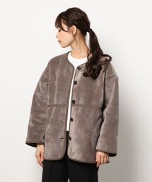 Samansa Mos2 | ボアパイピングアウター(ノーカラージャケット)