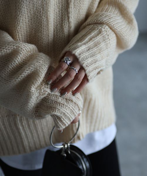 amini(アミニ)の「【2021-2022 A/W】Vネックカラーニット(ニット/セーター・レディース・レッド/オフホワイト/ブルー/グリーン/ダークパープル・MEDIUM)」の17枚目の写真