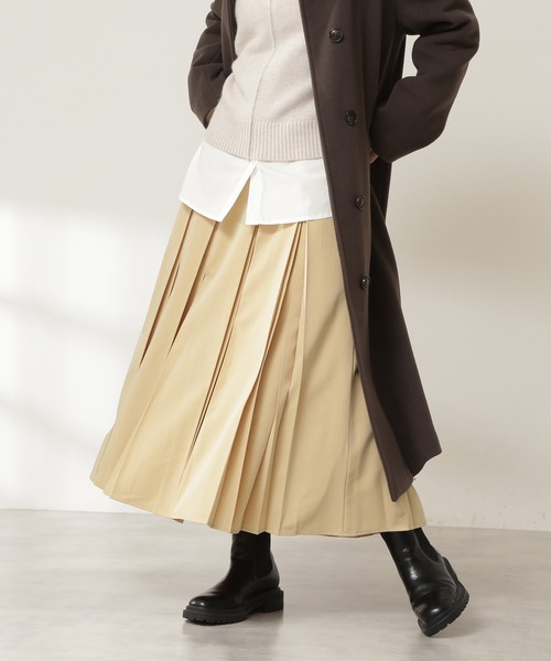 N.（N. Natural Beauty Basic）（エヌエヌナチュラルビューティーベーシック）の「◆ボックスプリーツスカート（スカート・レディース・イエロー/ライトグリーン/モカ・MEDIUM）」の8枚目の写真