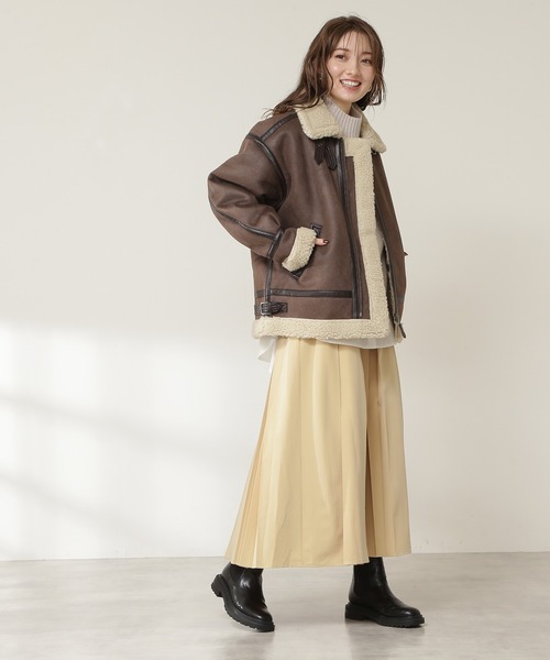 N.（N. Natural Beauty Basic）（エヌエヌナチュラルビューティーベーシック）の「◆ボックスプリーツスカート（スカート・レディース・イエロー/ライトグリーン/モカ・MEDIUM）」の7枚目の写真