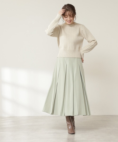 N.（N. Natural Beauty Basic）（エヌエヌナチュラルビューティーベーシック）の「◆ボックスプリーツスカート（スカート・レディース・イエロー/ライトグリーン/モカ・MEDIUM）」の13枚目の写真