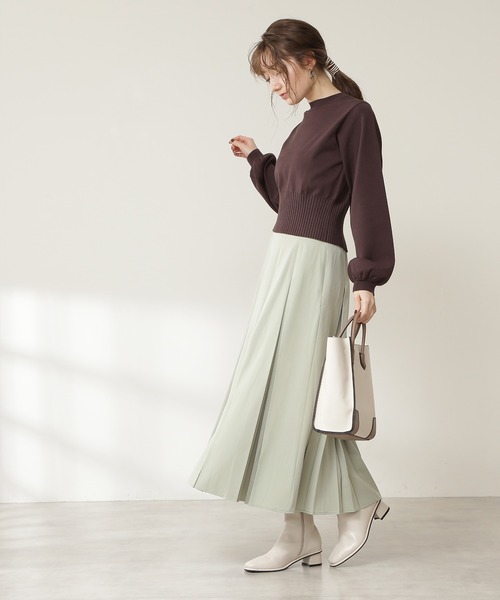 N.（N. Natural Beauty Basic）（エヌエヌナチュラルビューティーベーシック）の「◆ボックスプリーツスカート（スカート・レディース・イエロー/ライトグリーン/モカ・MEDIUM）」の11枚目の写真