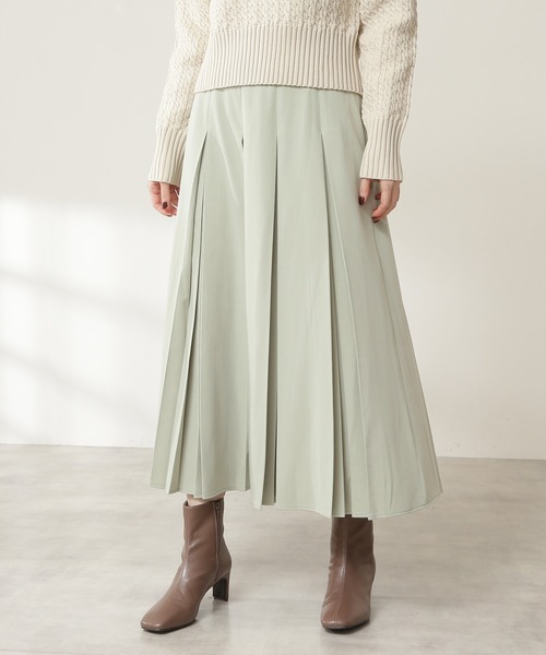 N.（N. Natural Beauty Basic）（エヌエヌナチュラルビューティーベーシック）の「◆ボックスプリーツスカート（スカート・レディース・イエロー/ライトグリーン/モカ・MEDIUM）」の15枚目の写真