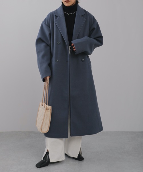 ap retro(アプレトロ)の「ウェストベルトオーバーサイズロングガウンコート ダブルチェスターロングコート(トレンチコート・レディース・ブラック/ブルー/アイボリー・FREE)」の12枚目の写真