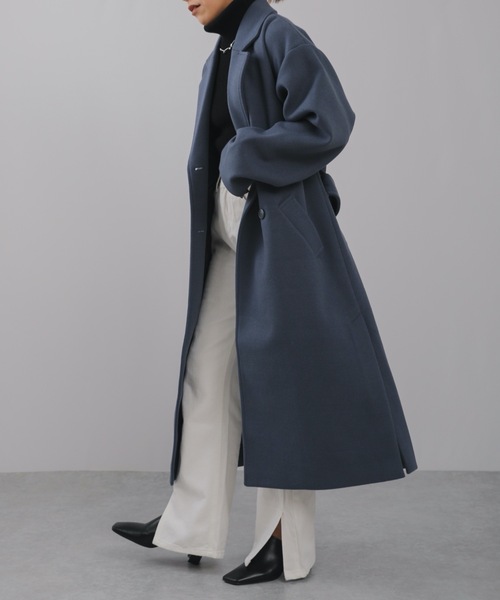 ap retro(アプレトロ)の「ウェストベルトオーバーサイズロングガウンコート ダブルチェスターロングコート(トレンチコート・レディース・ブラック/ブルー/アイボリー・FREE)」の13枚目の写真