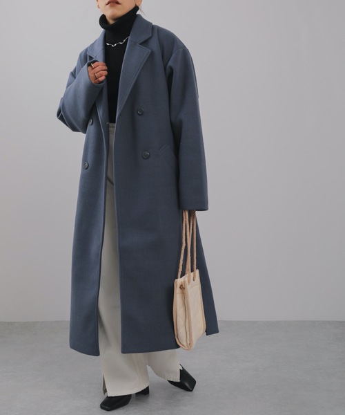 ap retro(アプレトロ)の「ウェストベルトオーバーサイズロングガウンコート ダブルチェスターロングコート(トレンチコート・レディース・ブラック/ブルー/アイボリー・FREE)」の14枚目の写真