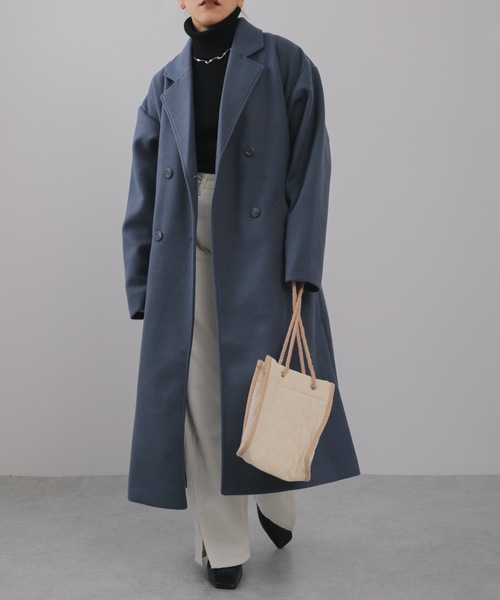 ap retro(アプレトロ)の「ウェストベルトオーバーサイズロングガウンコート ダブルチェスターロングコート(トレンチコート・レディース・ブラック/ブルー/アイボリー・FREE)」の10枚目の写真