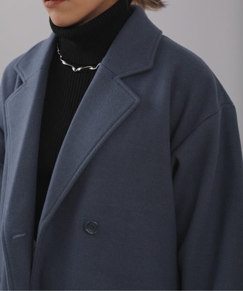 ap retro(アプレトロ)の「ウェストベルトオーバーサイズロングガウンコート ダブルチェスターロングコート(トレンチコート・レディース・ブラック/ブルー/アイボリー・FREE)」の18枚目の写真