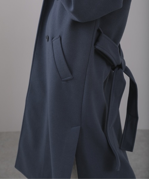 ap retro(アプレトロ)の「ウェストベルトオーバーサイズロングガウンコート ダブルチェスターロングコート(トレンチコート・レディース・ブラック/ブルー/アイボリー・FREE)」の21枚目の写真