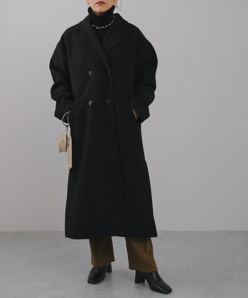 ap retro(アプレトロ)の「ウェストベルトオーバーサイズロングガウンコート ダブルチェスターロングコート(トレンチコート・レディース・ブラック/ブルー/アイボリー・FREE)」の6枚目の写真
